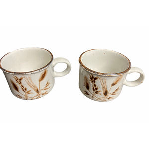 Vintage Midwinter Stonehenge Wild Oats 2 Mugs Stoneware Wedgewood MCM Wheat